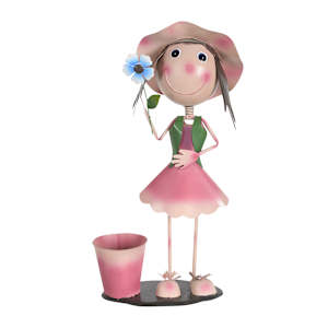 VERTUO Decorative girl with dress and pot 23 1/4 in.