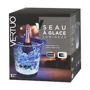 Seau à glace lumineux DEL 10 3/8 po x 9 po VERTUO
