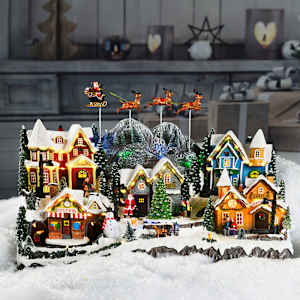 Illuminated Village with Musical Train