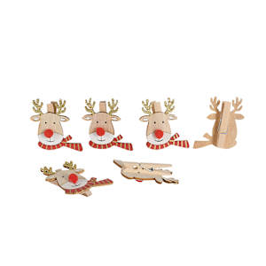 Red Nose Reindeer Pin Ornaments Pkg/6