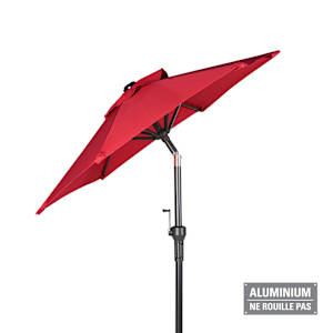 Parasol inclinable rouge avec mât en aluminium 4 pi 11 po VERTUO
