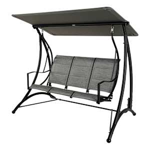 Deluxe 3-Seater Black and Grey Steel Swing