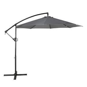VERTUO Grey aluminum and Steel Offset Patio Umbrella 9 ft. 6 in.