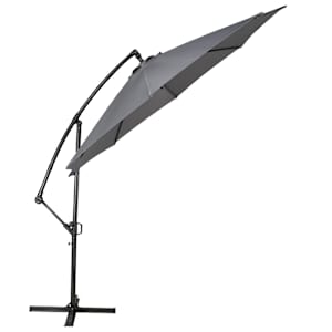 VERTUO Grey aluminum and Steel Offset Patio Umbrella 9 ft. 6 in.