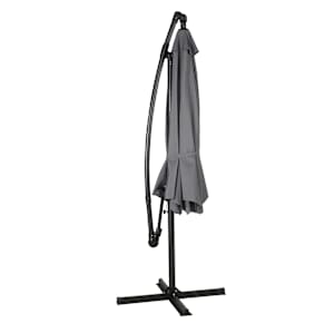 VERTUO Grey aluminum and Steel Offset Patio Umbrella 9 ft. 6 in.