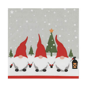 Serviettes de table gnomes et flocons Pqt/20