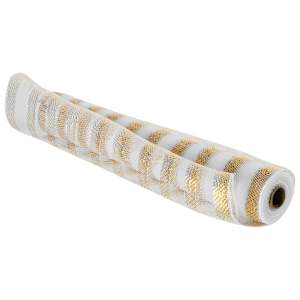 Rouleau de tulle blanc et or 21 po x 30 pi VERTUO