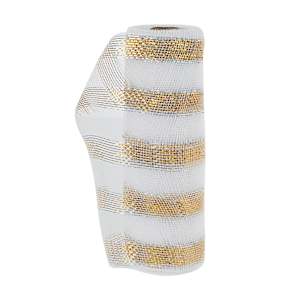 VERTUO White and Gold Mesh Roll 10 in. x 30 ft.