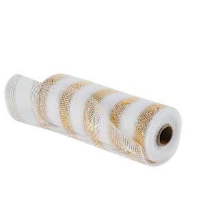 VERTUO White and Gold Mesh Roll 10 in. x 30 ft.