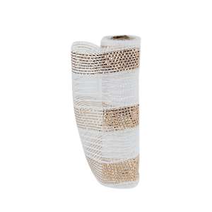 Rouleau de tulle blanc et or 10 po x 15 pi VERTUO