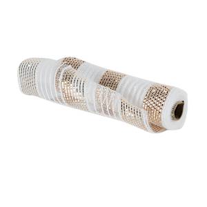 Rouleau de tulle blanc et or 10 po x 15 pi VERTUO