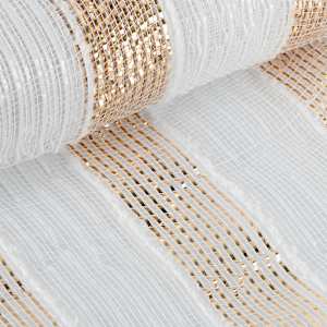 Rouleau de tulle blanc et or 10 po x 15 pi VERTUO