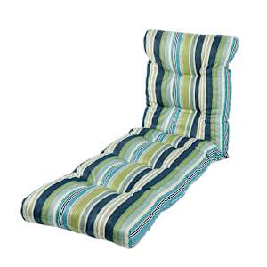 Coussin pour chaise longue rayé bleu et vert