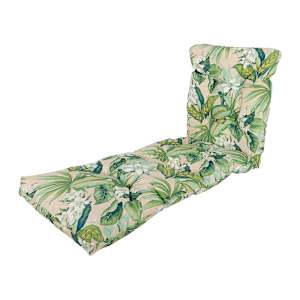 Coussin pour chaise longue fleuri beige et vert