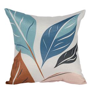 Coussin de patio feuilles aqua et rose 16 po x 16 po