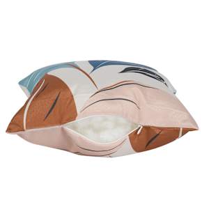 Coussin de patio feuilles aqua et rose 16 po x 16 po