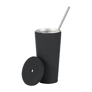 Verre isotherme avec paille noir 500 ml