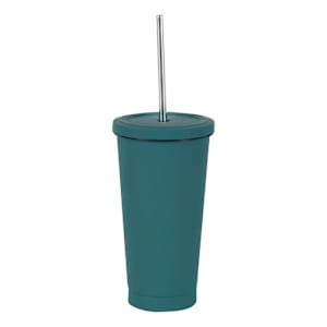 Verre isotherme avec paille vert 500 ml