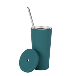 Verre isotherme avec paille vert 500 ml
