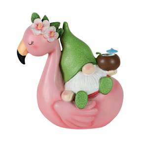 VERTUO Decorative Gnome on Flamingo 15 1/8 in.