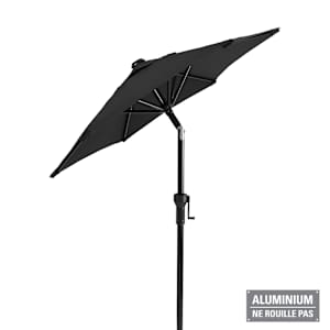 Parasol inclinable noir avec mât en aluminium 4 pi 11 po VERTUO