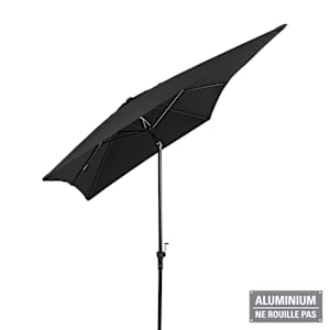 Parasol rectangulaire inclinable noir avec mât en aluminium 6 pi 5 po x 9 pi 8 po VERTUO