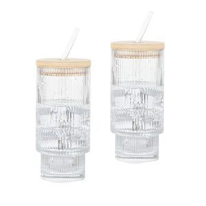 Ensemble de 2 verres et pailles 444 ml