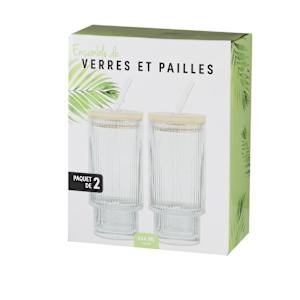 Ensemble de 2 verres et pailles 444 ml