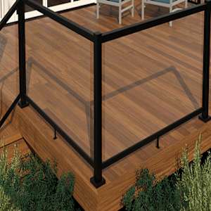 Pillar/Glass Aluminum Railing Section ONLY Black 48 in. x 42 in.