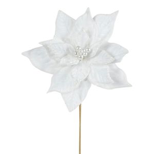 Pic décoratif poinsettia blanc 17 3/4 po VERTUO
