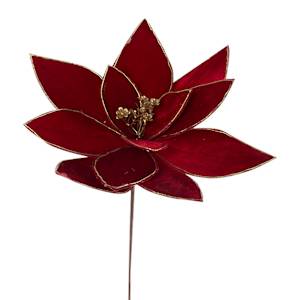 Pic décoratif poinsettia rouge et or 19 5/8 po VERTUO