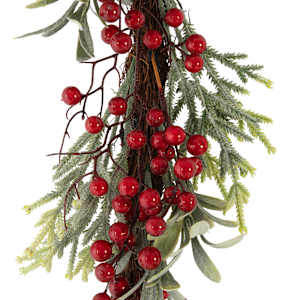 Guirlande de Noël sapinage et baies rouges 72 po VERTUO