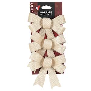 VERTUO Cream Christmas Bows 4 in. Pkg/3