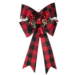 VERTUO Buffalo Illuminated Christmas Bow 16 in.