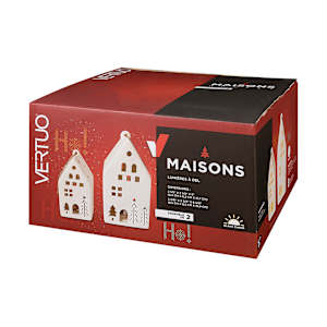 Ensemble de 2 maisons illuminées en céramique VERTUO