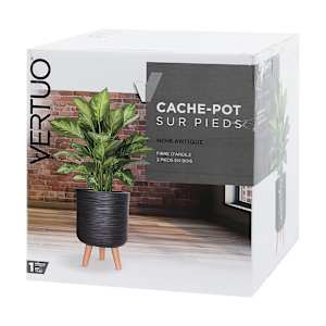 Cache-pot sur pieds noir antique 9 1/2 po VERTUO
