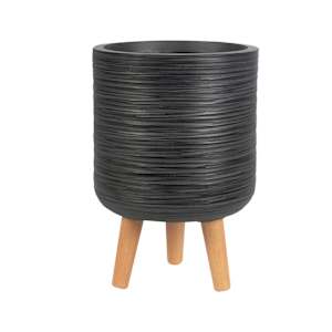 Cache-pot sur pieds noir antique 9 1/2 po VERTUO