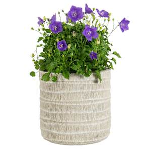 VERTUO Bamboo Effect Pot Cover 9 1/2 in. Antique White