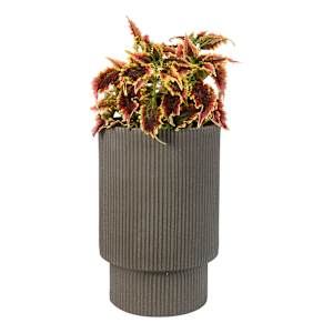 Pot à fleurs haut rainuré 12 po taupe VERTUO
