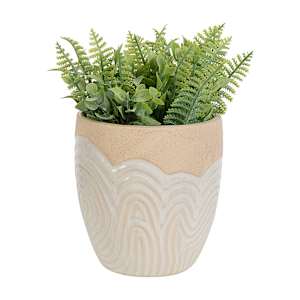 Pot Cover 5 1/8 in. Beige Curves VERTUO