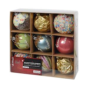 Boules de Noël bonbons 3 1/8 po Ens/9 VERTUO