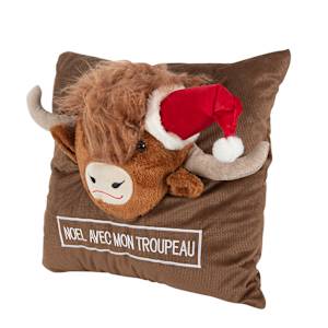 Coussin vache écossaise 17 3/4 po x 17 3/4 po VERTUO