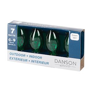 Christmas C9 Bulbs 7 W, Green Pkg/4