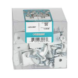 Équerres métalliques pour meubles 3/4 po blanches Pqt/50