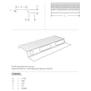 Galvanized Steel Resilient Bar 12 ft. Gauge 25 (0.020 in.)
