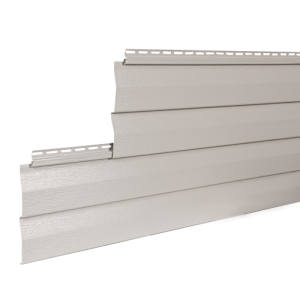 Estate Grey Designer Vinyl Siding Double 4, 8 in. x 12 ft. 6 in.