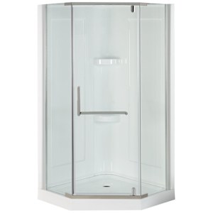 TASSILI Beaufort Neo-Angle Corner Shower 38 in. Clear Glass Chrome Finish