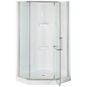 TASSILI Beaufort Neo-Angle Corner Shower 38 in. Clear Glass Chrome Finish