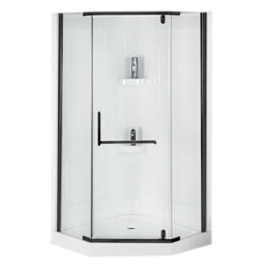 TASSILI Beaufort Neo-Angle Corner Shower 38 in. Clear Glass Black Finish