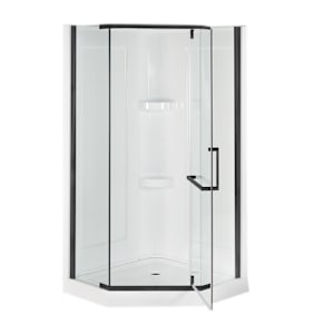 TASSILI Beaufort Neo-Angle Corner Shower 38 in. Clear Glass Black Finish